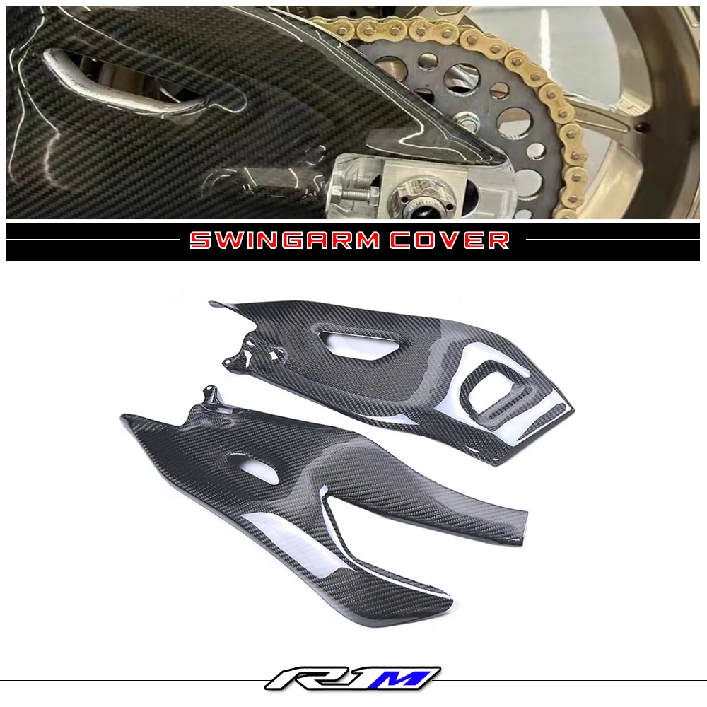 

100% Real Dry Carbon fiber Motorcycle Rear Side Swingarm Spool Cover Fairing Panel For YAMAHA YZF R1M YZFR1 R1 2015-2023