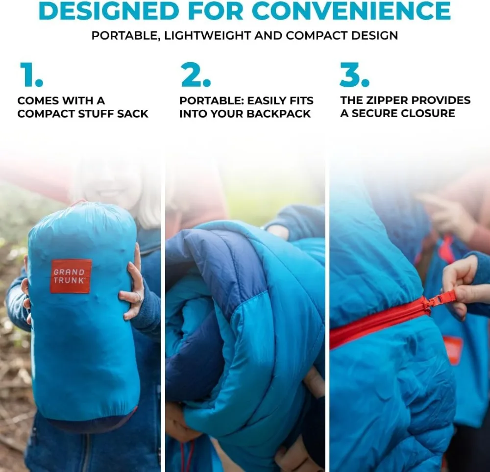 لحاف سفلي 3 في 1، كيس نوم وبطانية - خفيف الوزن ودافئ للمغامرات الخارجية