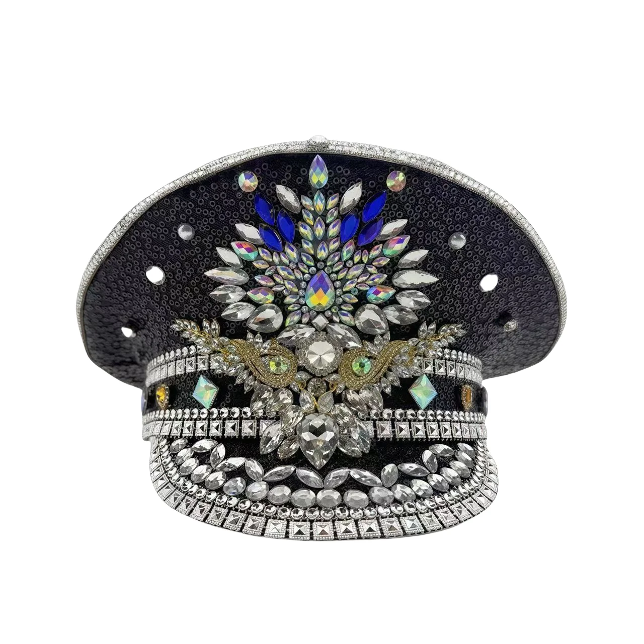 

Шляпа капитана в стиле стимпанк со стразами для карнавала, Марди Гра, винтажные военные аксессуары и головной убор для мужчин и женщин