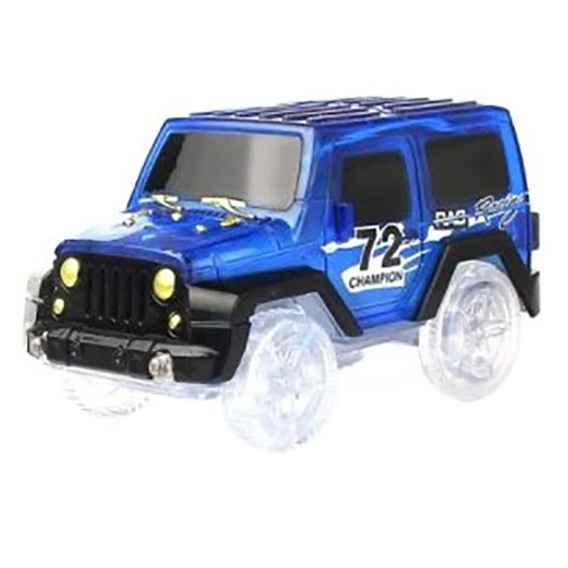 1Pcs LED Light Up Cars For Glow Race Track Electronic Car Toy Flashing Kid Railway Luminous Machine Track Car Boys Gift