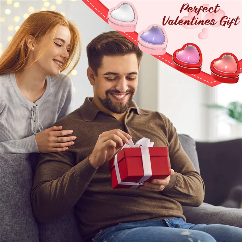 16 قطعة علب معدنية على شكل قلب مع غطاء علب صفيح معدنية علب شمعة فارغة علب هدايا عيد الحب الأحمر والوردي الساخن
