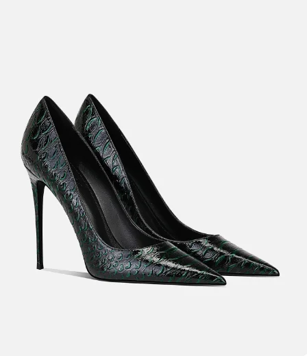 New niche design fish scale red high-heeled shoes with versatile temperament and pointed thin single shoes