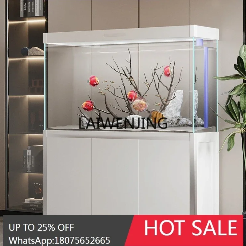 

ultra-white glass bottom filter fish tank living room household aquarium lazy water free