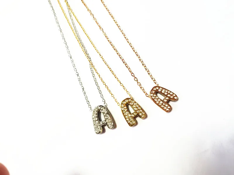 WOUWU  Minimalist Jewelry Fashion Balloon Bubble 26 Stone Letter Charms DIY Custom Name Necklace  Gold Plated