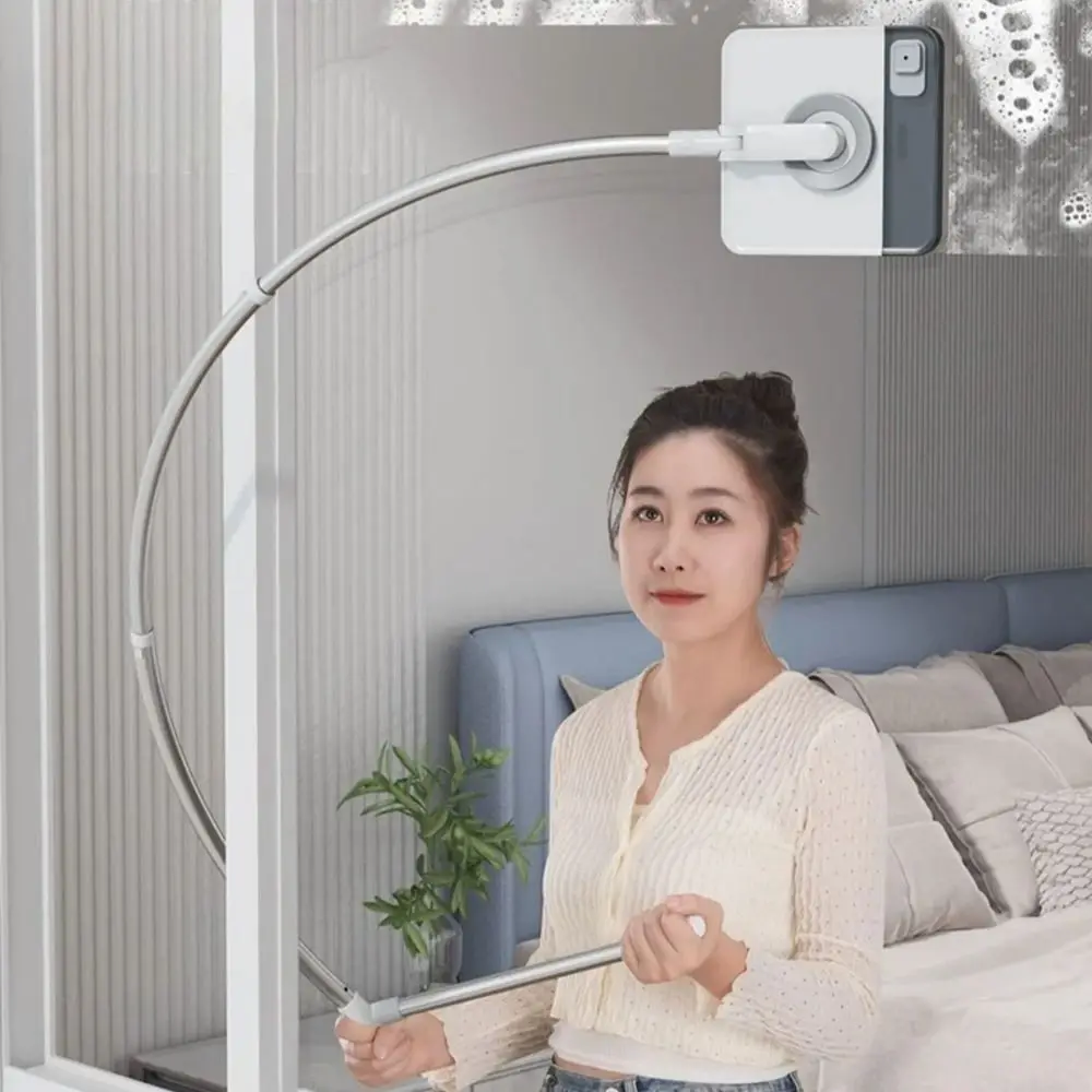 Stainless Steel and PP Windows Cleaning Tool Stretchable Gray High-rise Window Cleaner Flexible Cleaning Arc Rod