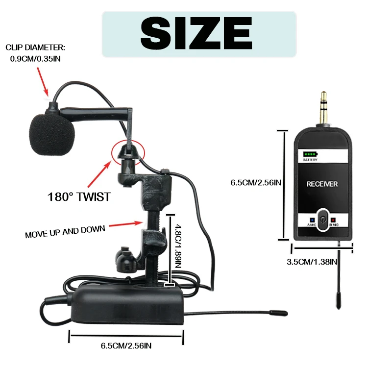 Wireless microphone for violin performance and instrument specific plug and play microphone