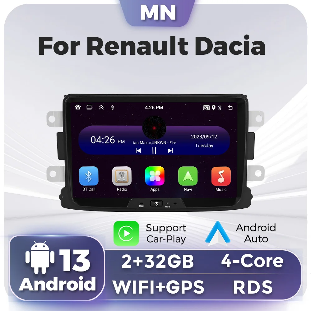 Radio para coche con pantalla IPS de 8 pulgadas para Renault Dacia Duster Logan Sandero Lodgy Lada Xray Captur Dokker Car Play Auto Multimedia GPS BT