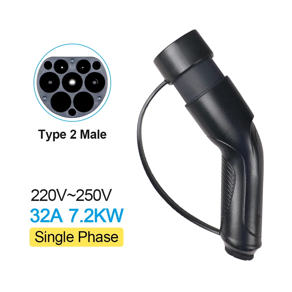 16/32A 3.6/7.2/11/22KW Type 2 EV Charger Plug Adapter IEC 62169 Mannelijke/Vrouwelijke Voor Laadstation En Elektrische Voertuig Connector