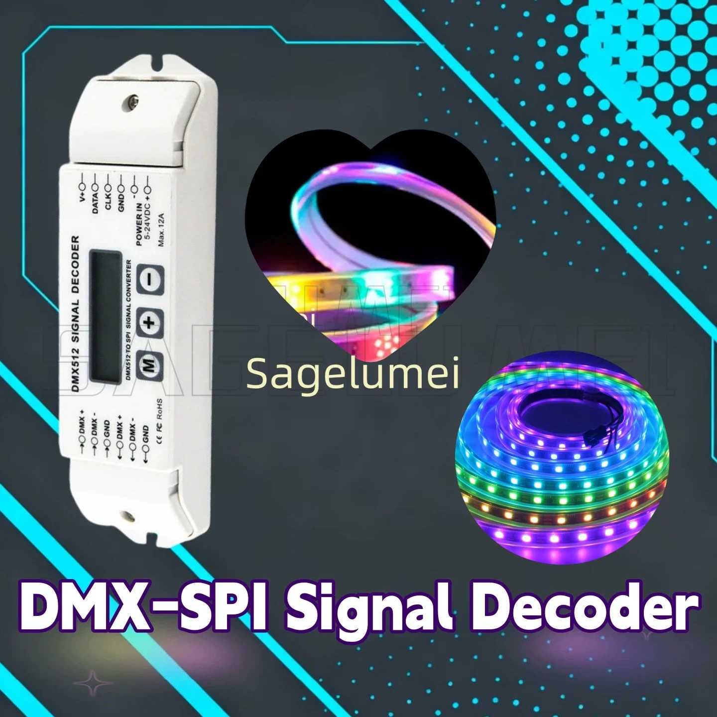 DMX-SPI BC-820 Signal Decoder convertor DMX to SPI DMX512 Controller for LPD6803 LPD8806 WS2811 WS2801 WS2812B pixel led light