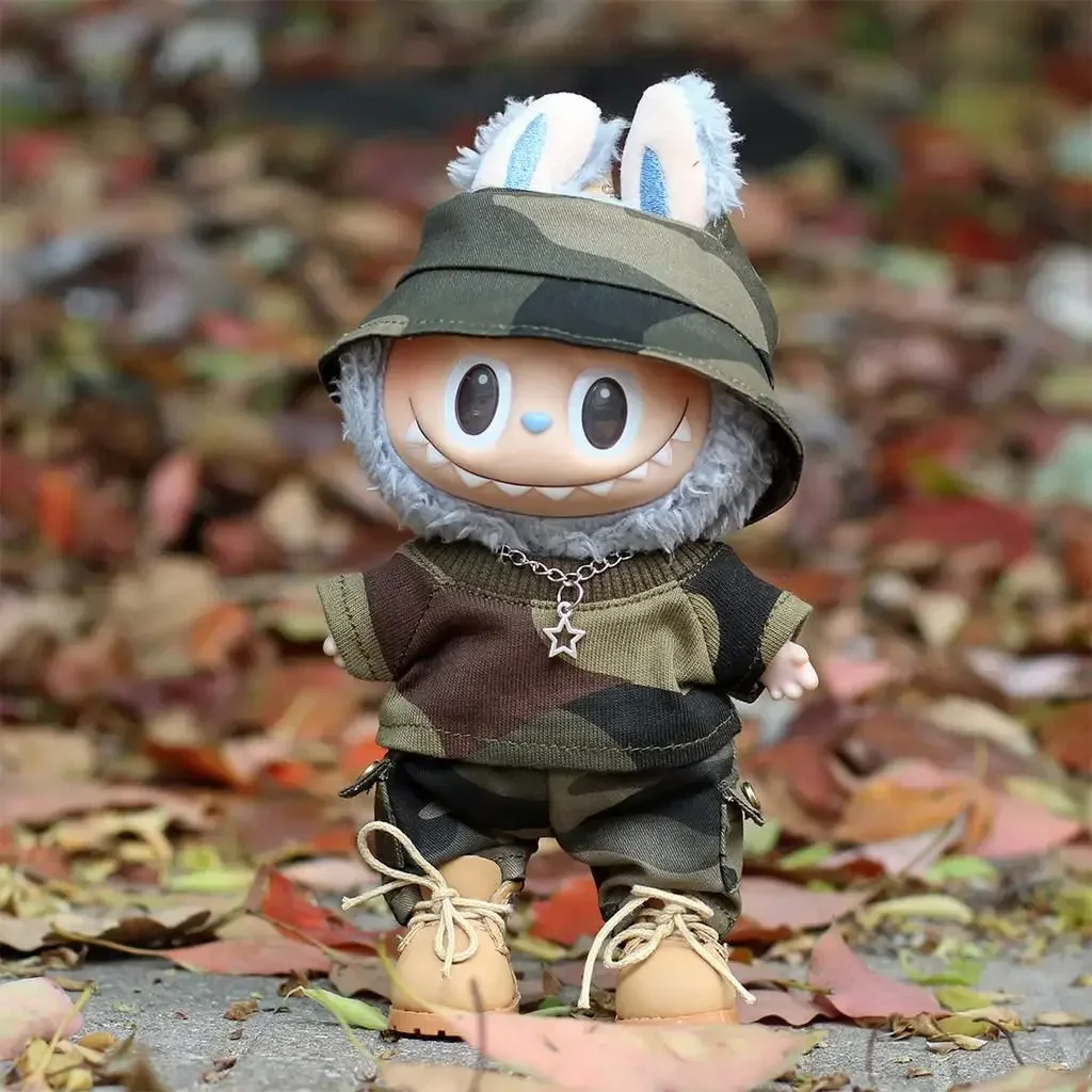

Модный камуфляжный костюм для Labubu Ropa Labubu, модный наряд, милая кукольная одежда