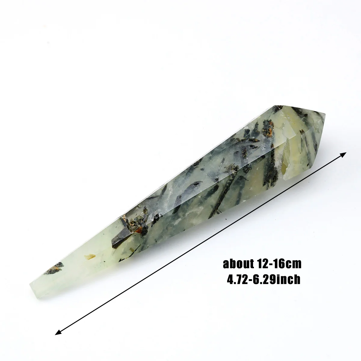 1pc Natural Crystal Green Prehnite Agate Wand Single Point Hexagonal Pendulum Raw Polished Crystal Magic Scepter Home Decor