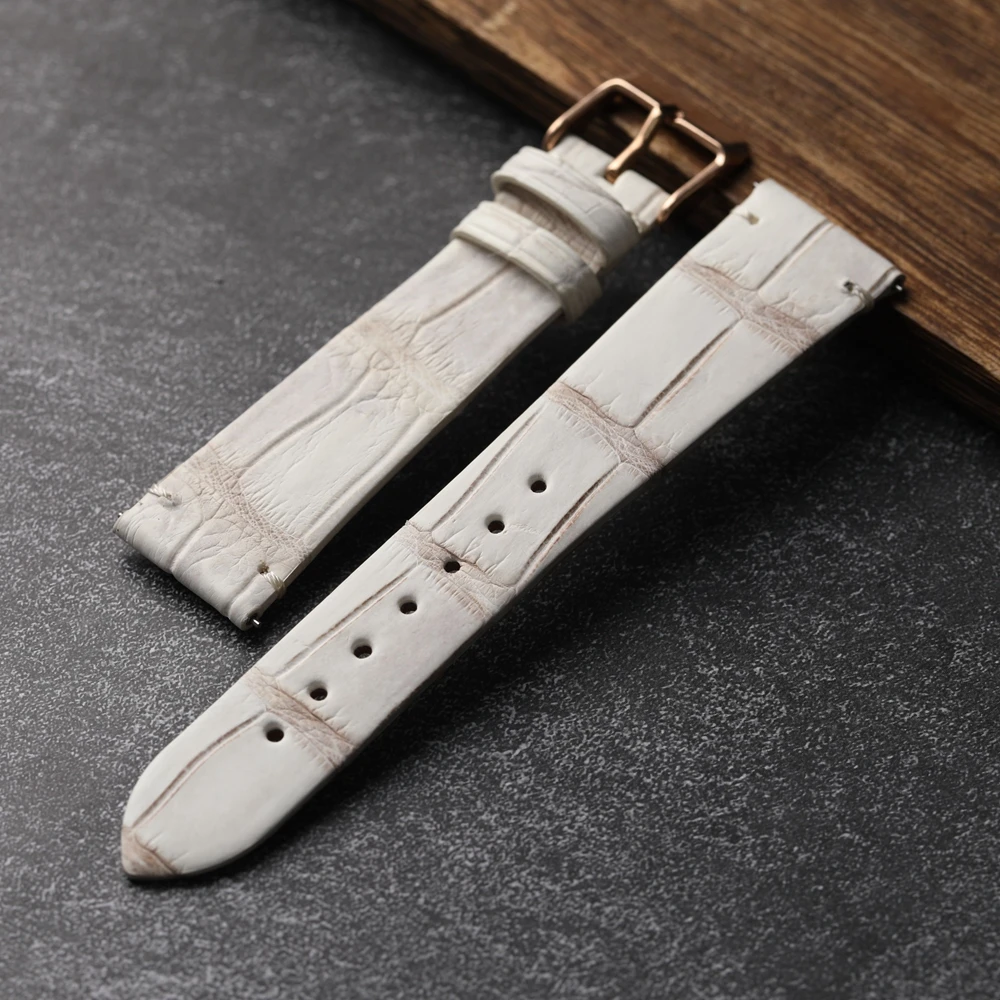 Handmade Crocodile Strap 18 19 20 22MM Grey White Crocodile Watchband Quick Release Soft Leather Bracelet Men Bracelet