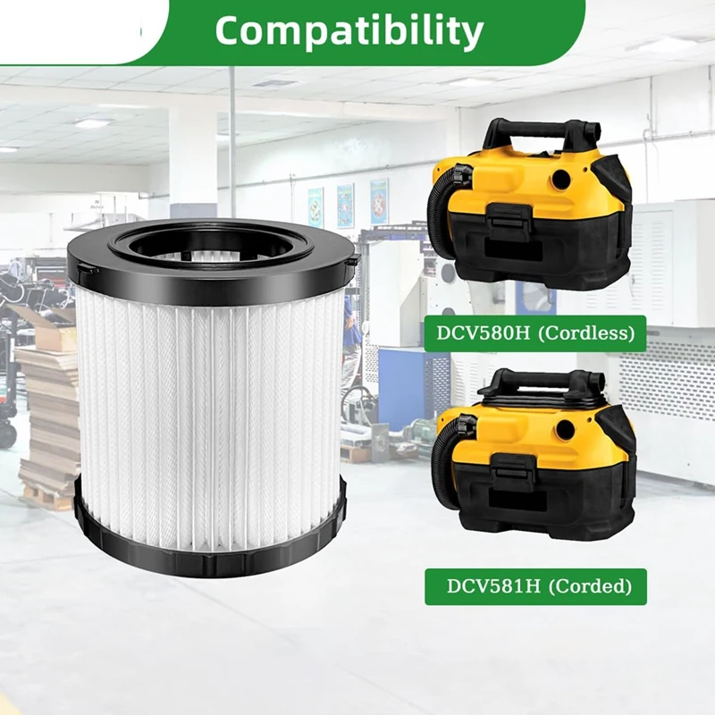 JDZD-2 Pack DCV5801H HEPA Filter Compatible Foe DEWALT DCV580H, DCV581H 20V MAX Wet/Dry Vacuum