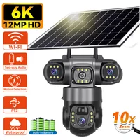 Cámara Solar Wifi para exteriores, 3 lentes, tres pantallas, cámara web IP Solar PIR, detección humana, vídeo de seguridad CCTV, batería, cámara IP PTZ