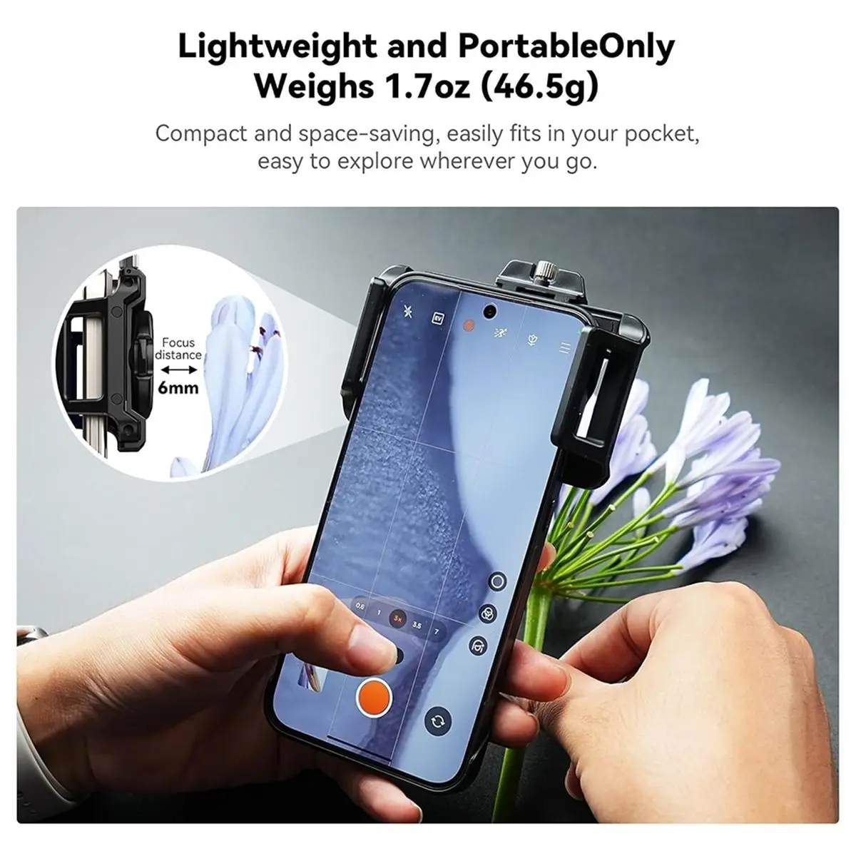 A72U 3-in-1 Phone Microscope Lens 100X/150X/200X with LED Light for Android/for IPhone