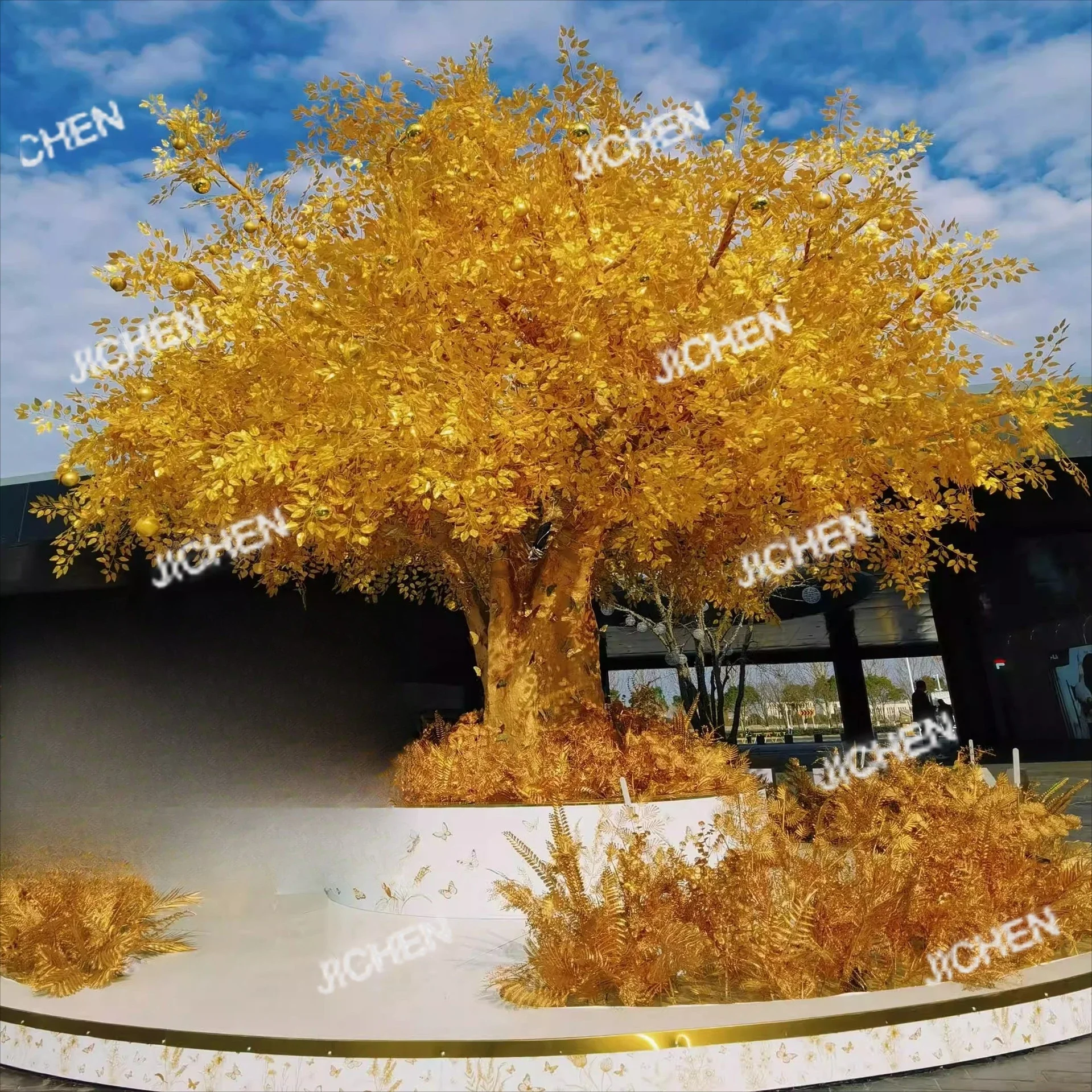 

Искусственное дерево из стеклопластика HS, имитация баньяна, денежное дерево для Нового года, для торговых центров и лобби отелей