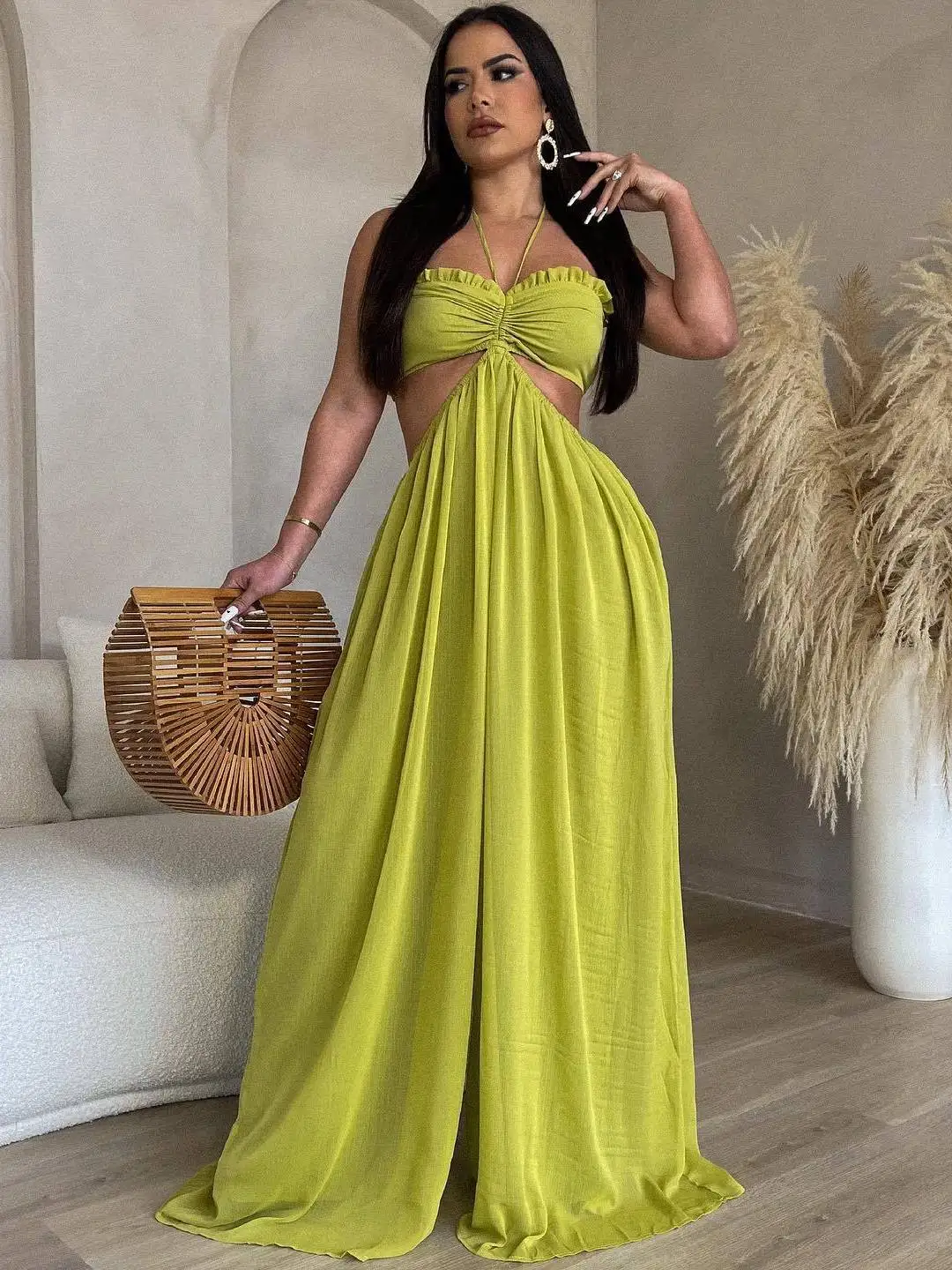 

Комбинезон с широкими штанинами на бретельках, цвет Pure Svel Rer Street Sle, длинные брюки с высокой талией, тонкий хлопок, летнее новое поступление