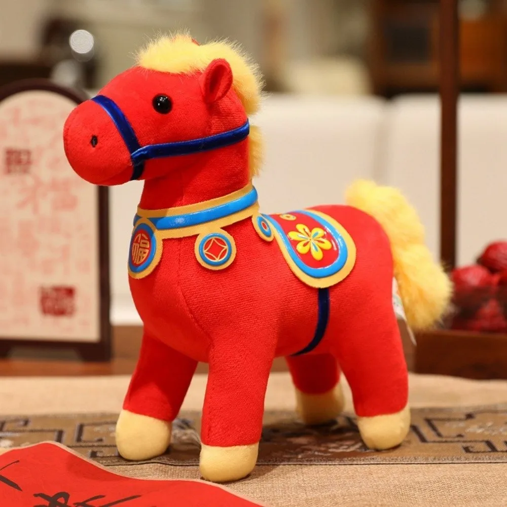 Jouets en peluche cheval doux Kawaii, remplissage en coton PP, Figurine de poney du zodiaque mignon, poupées de mascotte, poupée cheval de dessin animé, décoration Festive