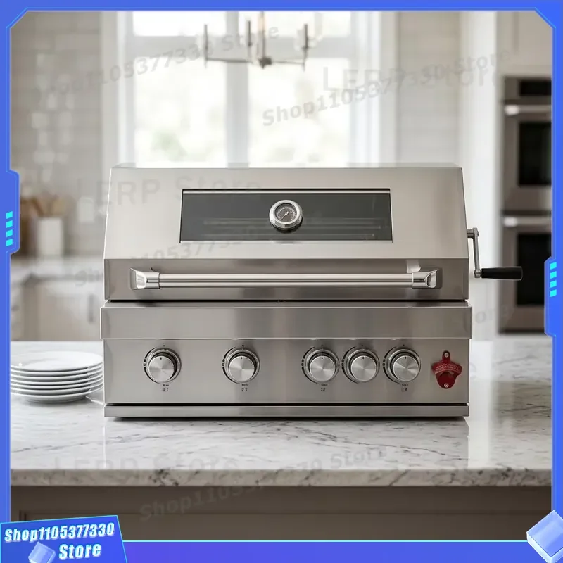 Wholesale Stainless Steel 4 Burner Automatic Rotating Rack Built in BBQ Grills