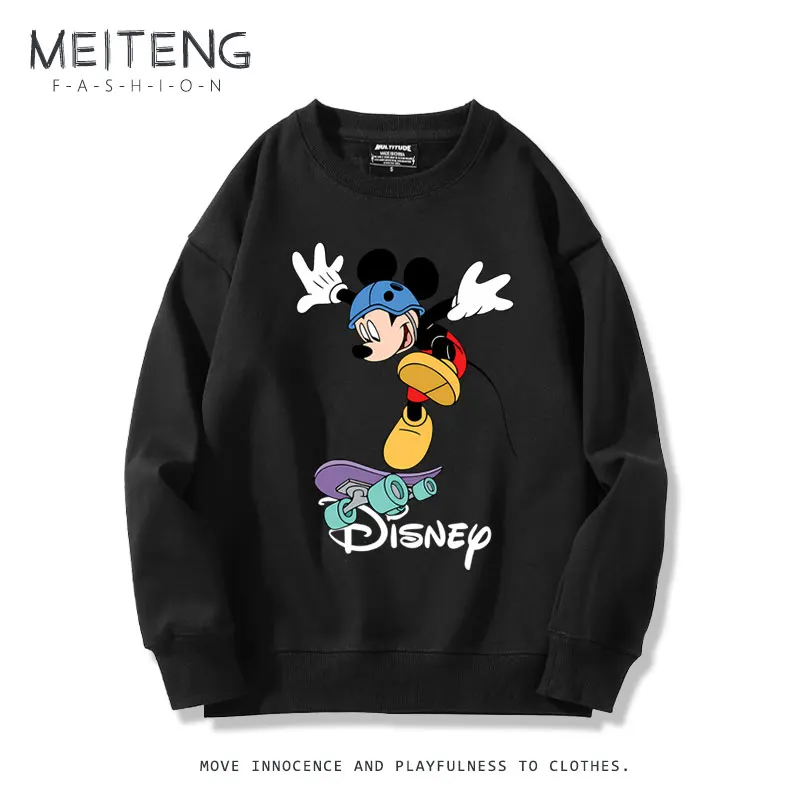 

Disney Mickey Mouse Cartoon Collaboration Hooded Sweatshirt Couple Wear for Autumn and Winter Long-sleeved Fleece-lined Popular