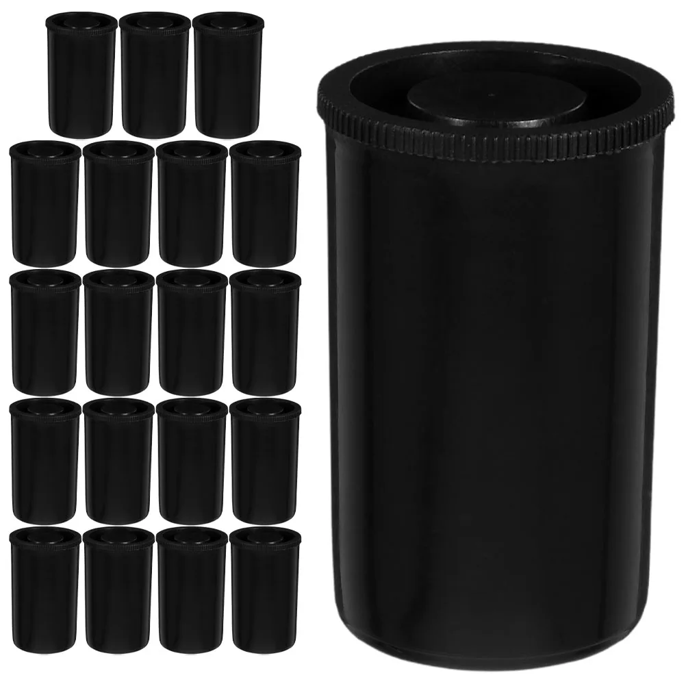 

20pcs Film Canisters Black Lightproof Storage Boxes For Camera Reels Durable Reusable With Lids Photo Film Storage Containers
