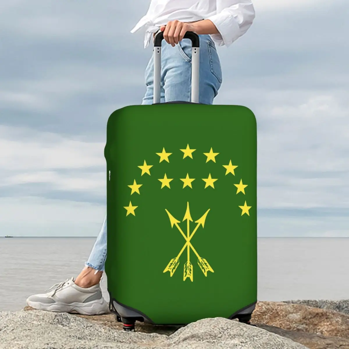 Adiga العلم هدية ل Circassian عظيم Adygea غطاء حقيبة حماية مرونة السفر الأمتعة حامي يغطي لمدة 18-32 بوصة