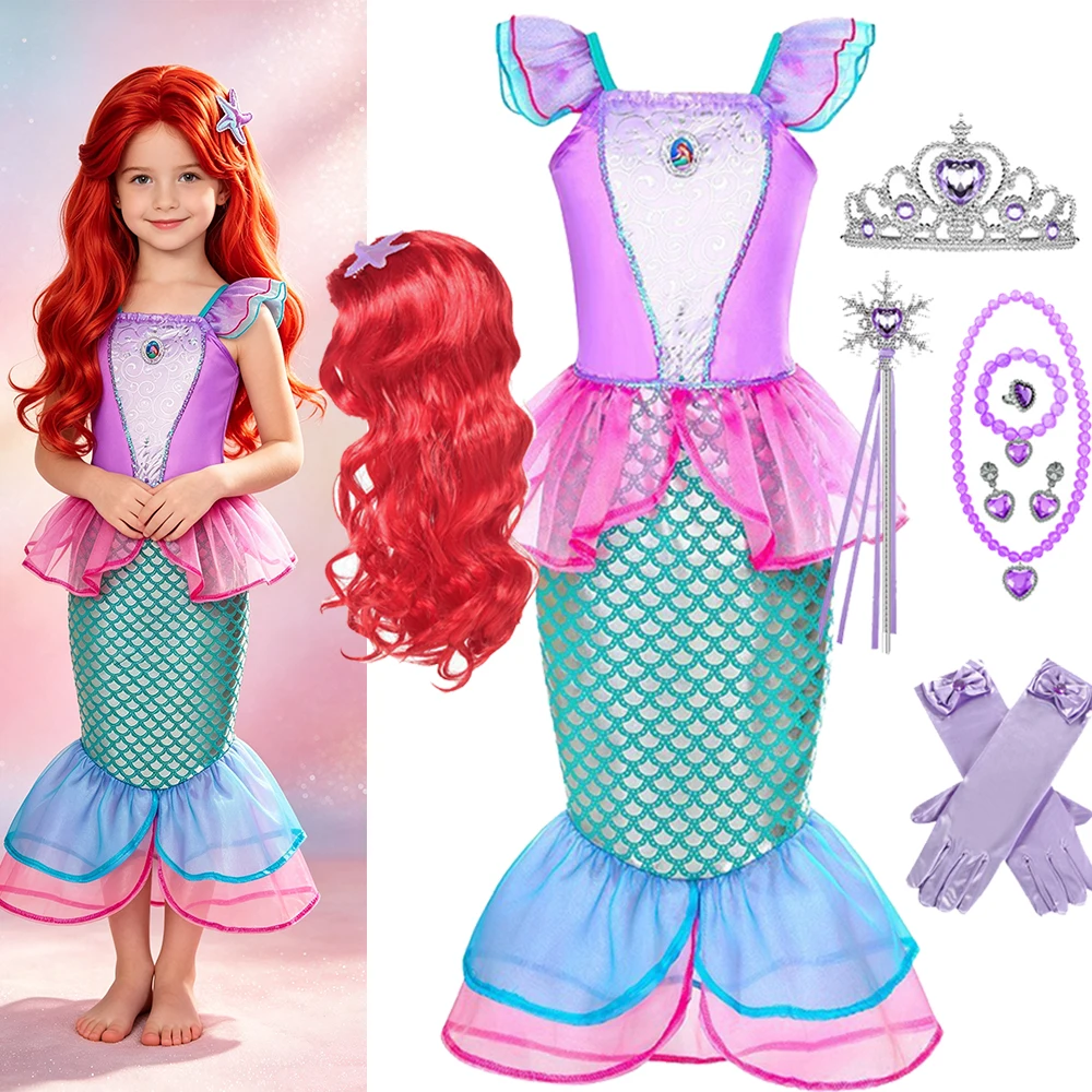 Mermaid Costumes For Girls Summer Dresses Birthday Halloween Gift