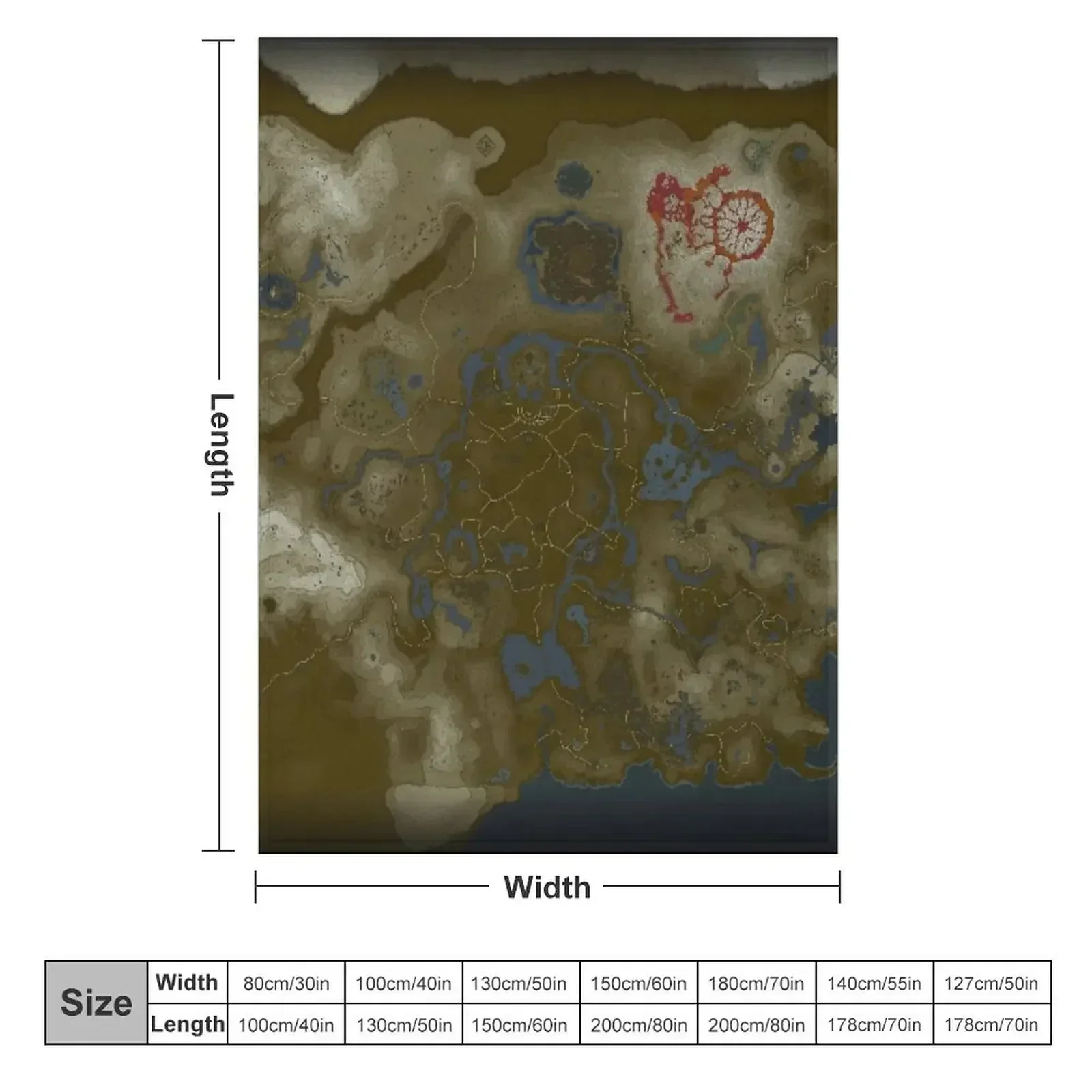 LoZ BOTW Map Throw Blanket couch cozy soft plush fuzzy picnic outdoor blanket
