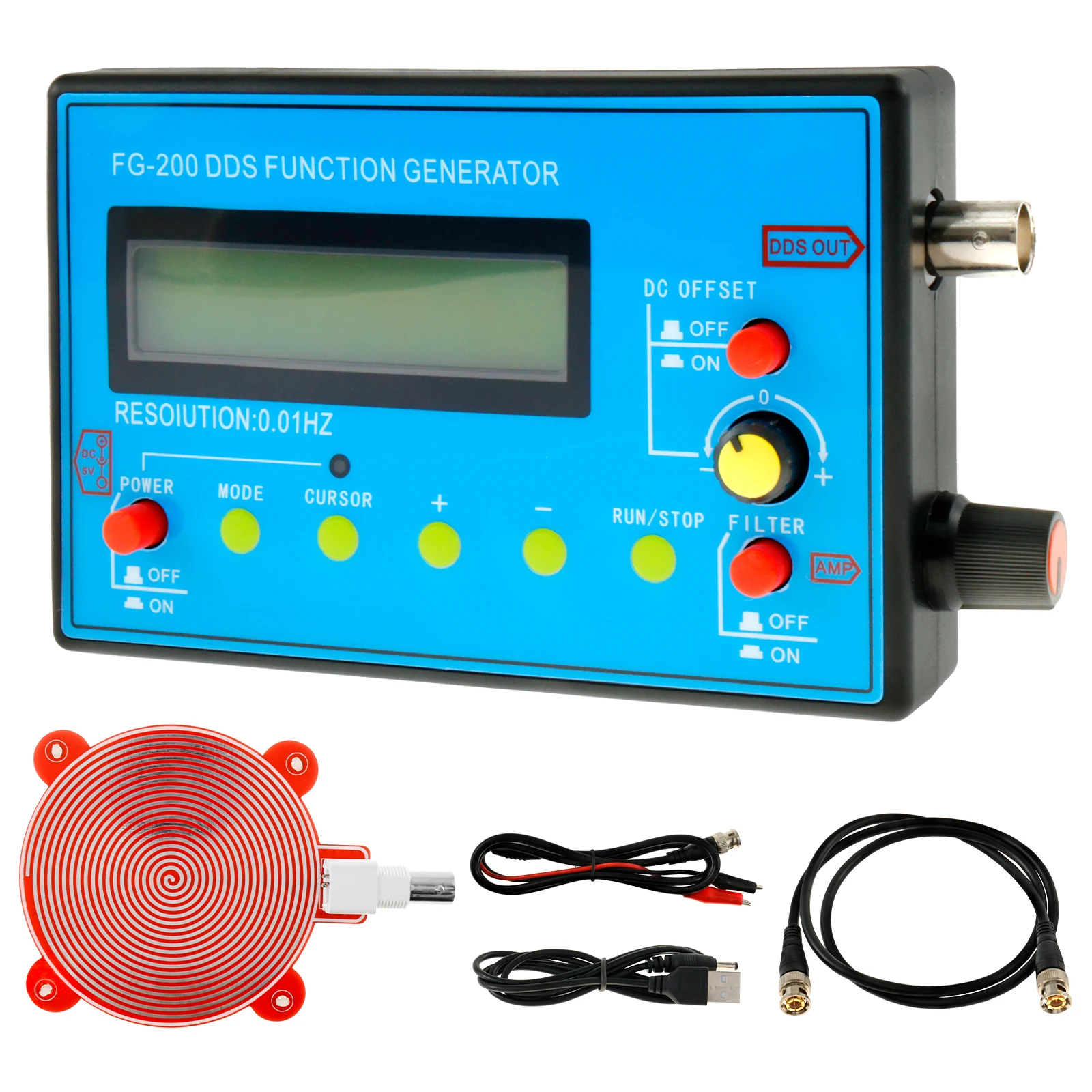 

1Hz-500kHz DDS Signal Generator Frequency Counter with Schumann Resonator Portable Versatile Waveform Generator with AC/DC Power