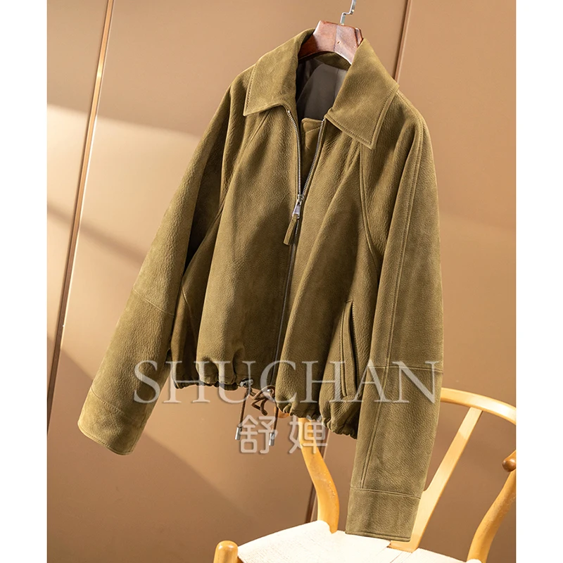 Mode enfant daim aléatoire Penny Step, velours italien daim revers à manches longues veste en cuir veste femme 81C2