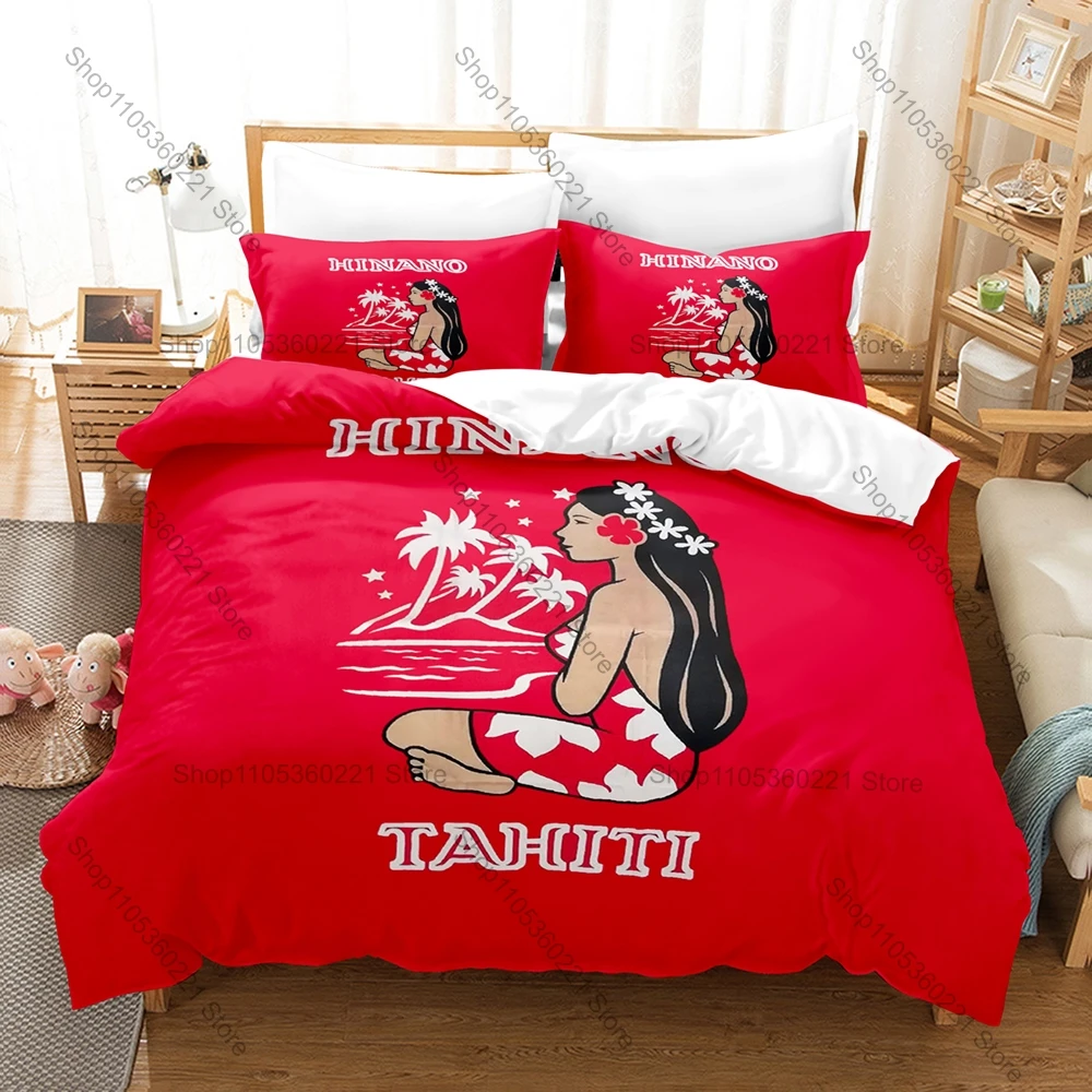 Hinano Tahiti Bedding Set 3PCS Anime Printed Duvet Cover Pillowcase Soft Microfiber Bedroom Decor Twin Full Queen King Size