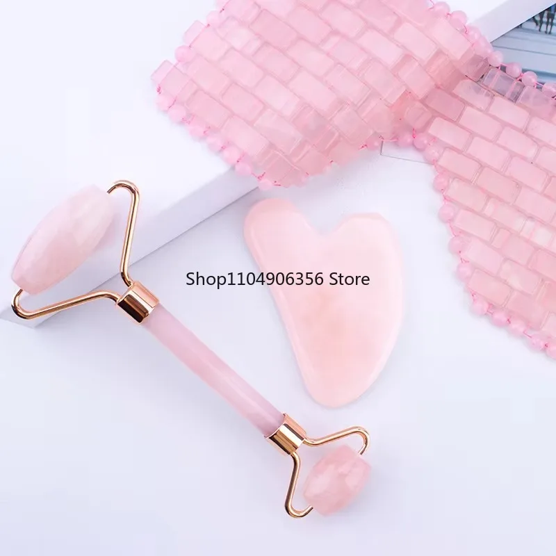 

Facial massager facial eye mask beauty rose quartz pink crystal with jade