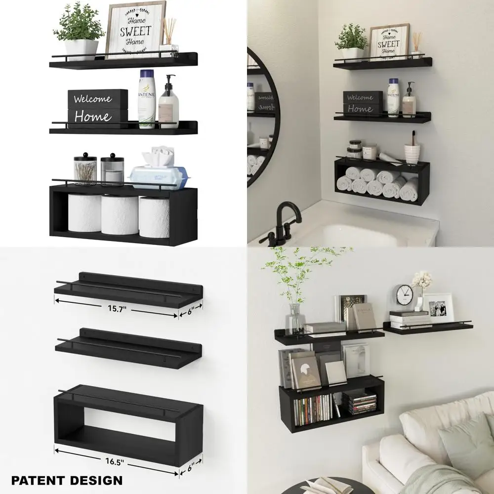 

wopitues плавающие полки для стены с кубической полкой, настенные полки с металлической направляющей для декора ванной комнаты, органайзеры для ванной комнаты и стойки.