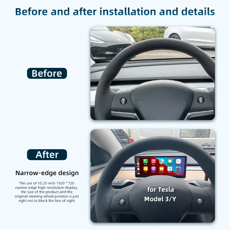 Digital Dashboard For Tesla Model 3 Model Y Heads Up Display Wireless Carplay Android Auto GPS 10.25inch IPS HUD Car Accessories