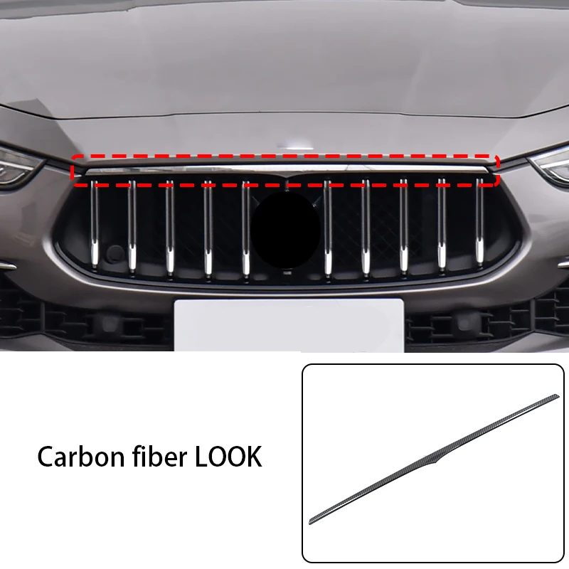 

FIT For Maserati Ghibli 2018-2024 ABS carbon fiber Engine hood decorative strip cover trim delete Chrome