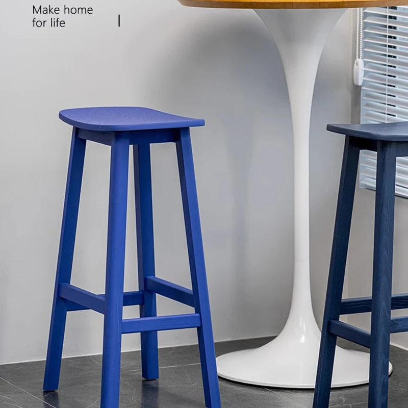 White Nordic Solid Wood Bar Stools High Feet Designer Tall Bar Stools Modern Reception Sgabelli Da Cucina Per Isola Furniture