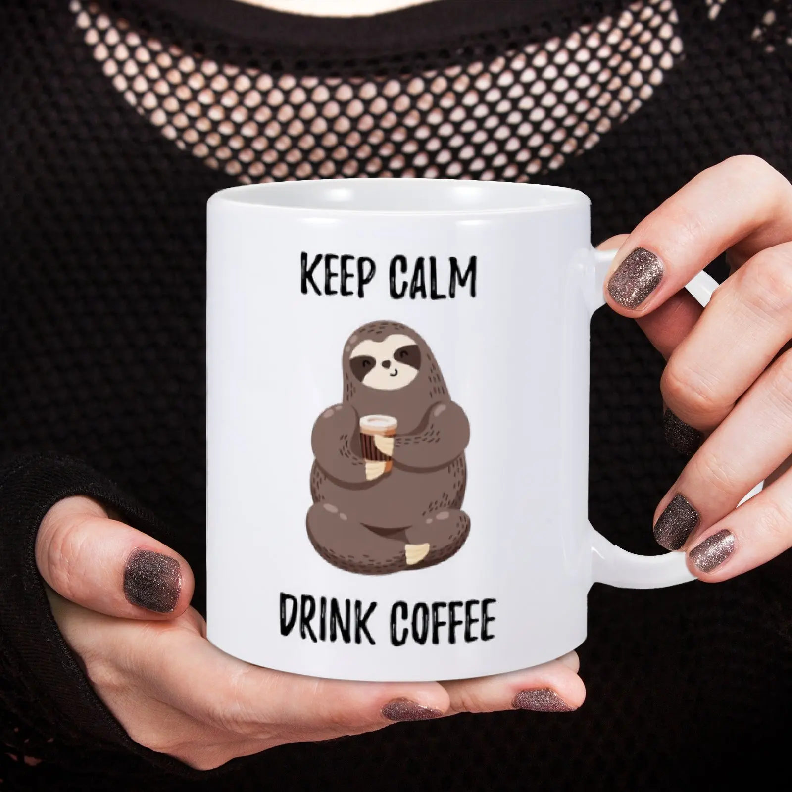 1pc 11oz Sloth Ceramic Mug Keep Calm And Drink Coffee Sloth Cup Drinkware Funny Gift for Coffee Lover Coworker Friend Gift