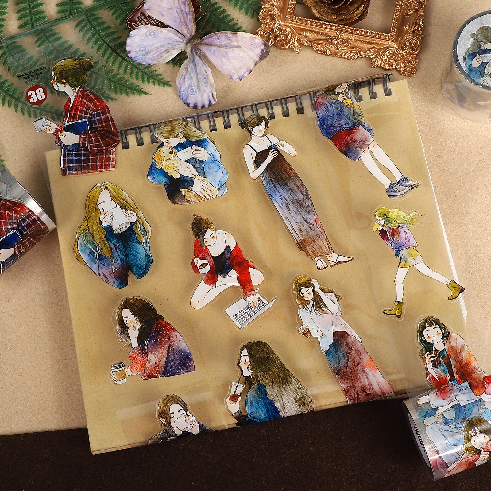 

50 мм * 10 м винтажная девушка персонаж пейзаж ПЭТ лента креативный DIY материал для журнала коллаж канцелярские принадлежности для скрапбукинга