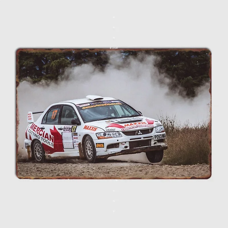 Rally Car Dusty Boy Classics Car Poster Retro Metal Sign Posters Room Decoration Indoor Custom Decor Home Decor Wall Decorations