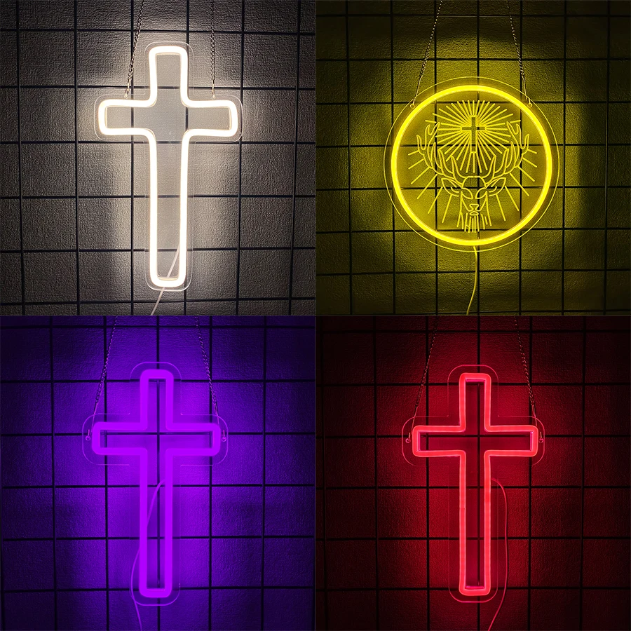 Неоновые вывески серии Cross, Крест Иисуса используется для декора стен, питание от USB, комнаты, гостиной, свадьбы, церкви, пасхального настенного светильника.