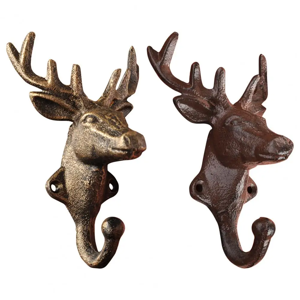 Wall Hook Rustic Exquisite Workmanship Vintage Style Keys Holder Deer Head Animal Hanging Coat Hook for Room ключница на стену