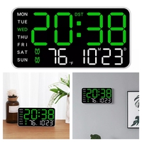 Large Digital Wall Clock Date Week Temperature Display Voice Control Table LED Alarm Clocks Brightness Adjustable 12/24H Clock