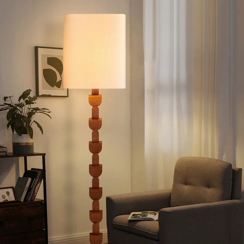 French retro style building block living room solid wood floor lamp wabi sandy wind B & B walnut color floor lamp