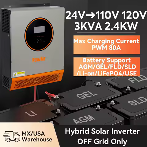 PWM Solar Inverter 24V 2400W 3KVA 110V 80A Pure Sine Wave Inverter Off Grid