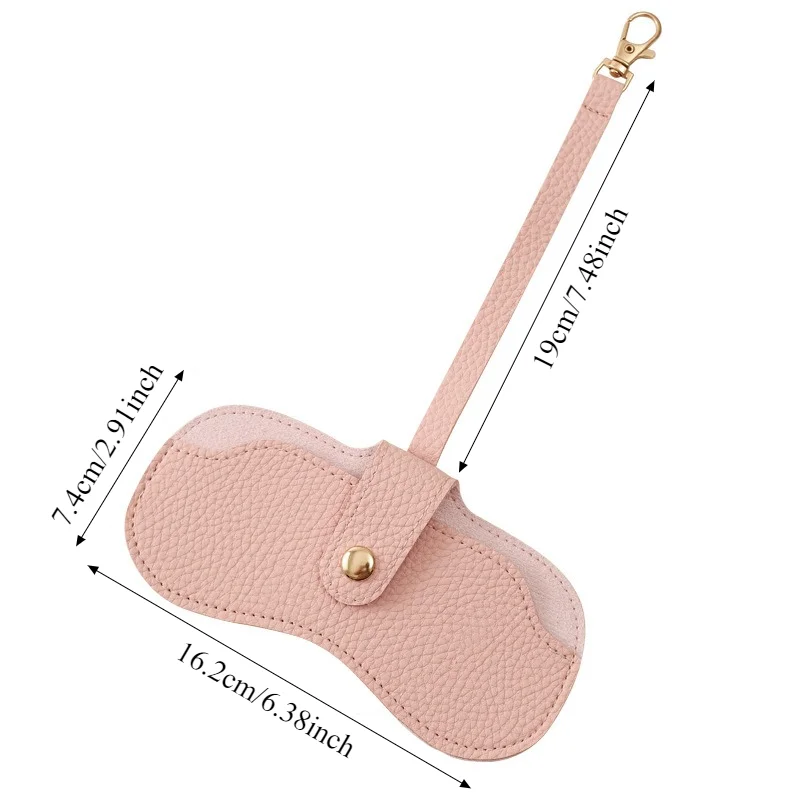 Leather Glasses Case Portable Sunglasses Pouch Eyewear Holder with Lanyard for Travel Car Office Home Glasses Storage Organizer
