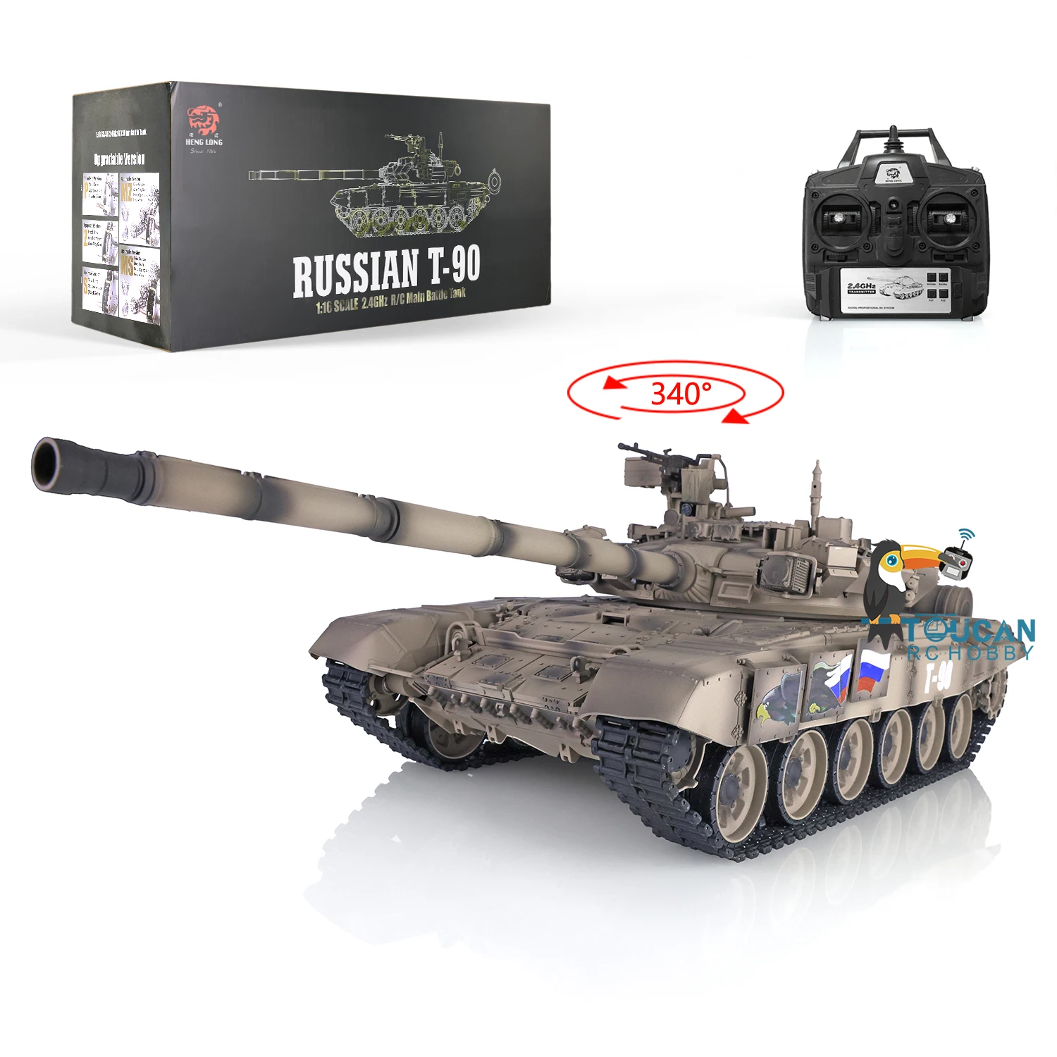 2,4 GHz HENG LONG 1/16 RC Panzer 7,0 Kunststoffversion Russland T90 3938 RTR Modell Infrarotlautsprecher BB-Einheit Rauchspielzeug TH17858