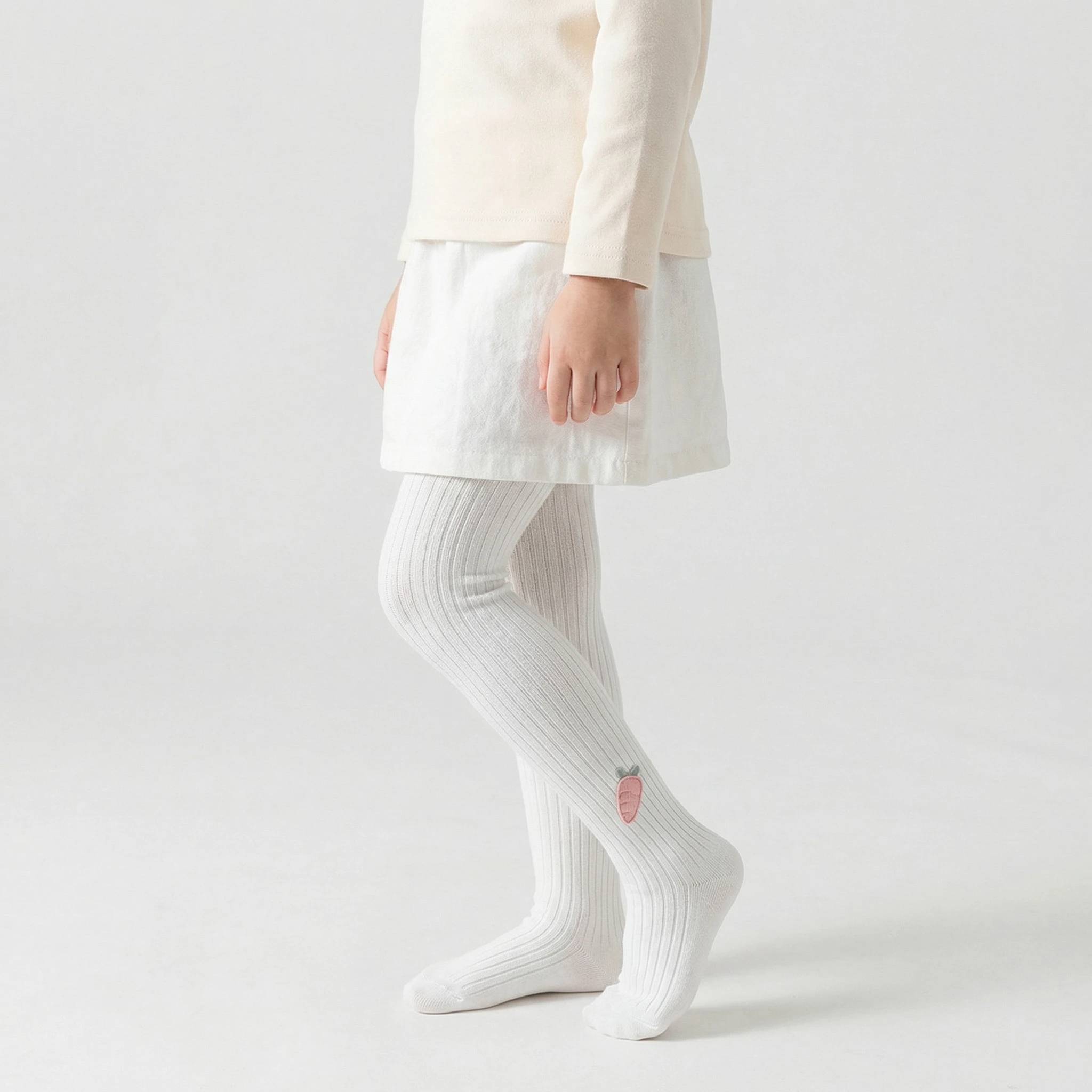 5‑PCS Girls Kids Tights, Slim Fit Spring Autumn Warm High‑Elastic Tights, Vertical Rib with Bow & Carrot Decor Cute Fashion, for view 3
