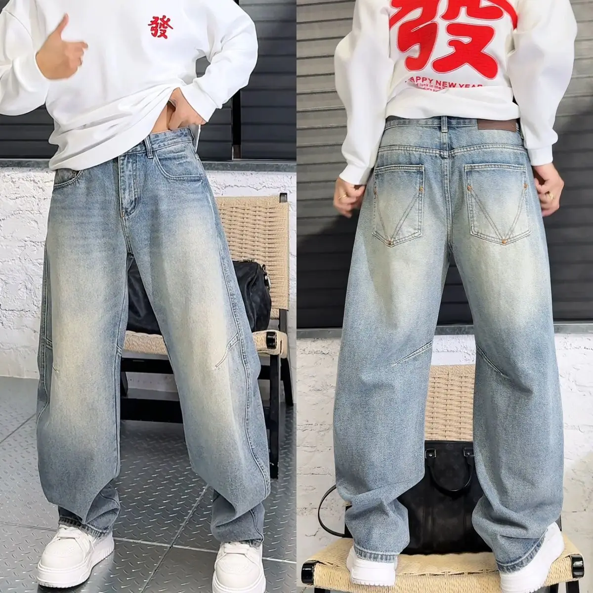 

Универсальные ретро-джинсы прямого кроя для мужчин и женщин, модные, осенне-зимние, в американском стиле, из полиэстера, стандартный крой