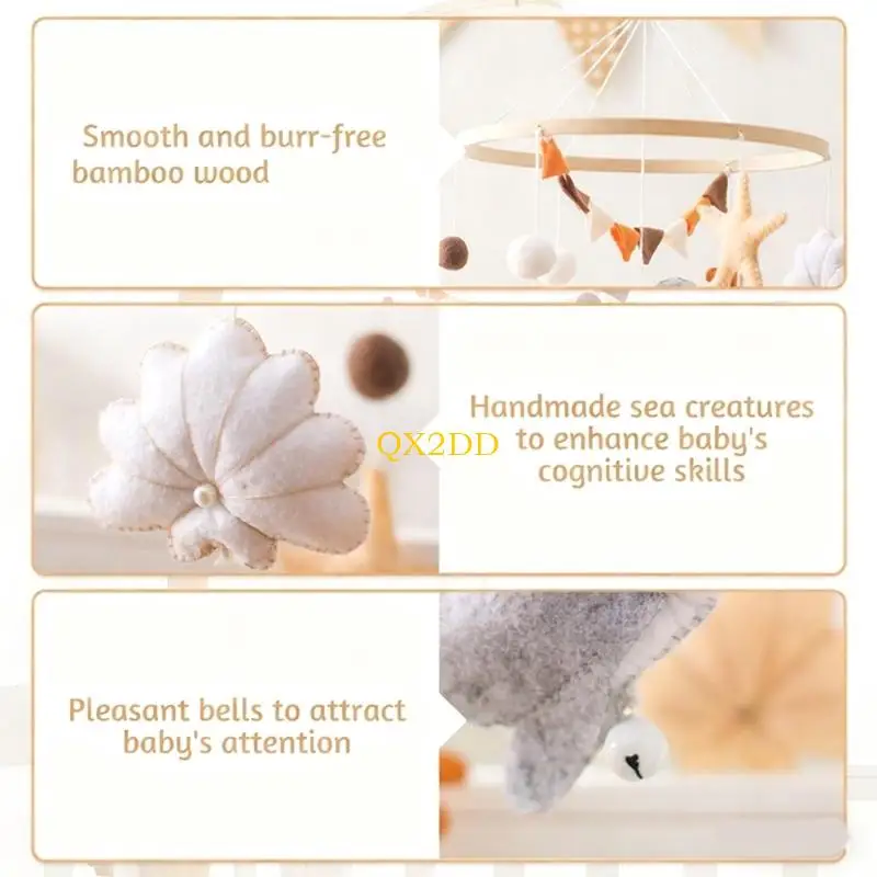 QX2D Baleia Corais Oceano Tema Brinquedo Móvel Berço Do Bebê Para Desenvolvimento Sensorial E Rastreamento Visual