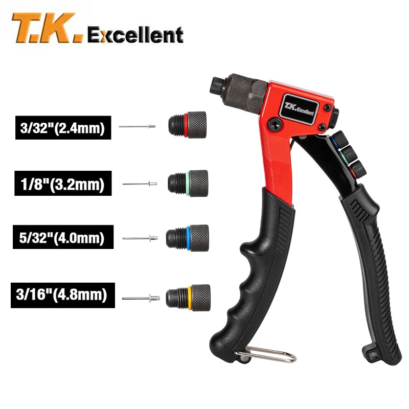 Hand Threaded Rivet Gun Rivet Gun Tools Single Manual Rivet Gun with 4-Sizes Tool Heads Rivet Mandrels Repair Tool Scrimpado 리벳건